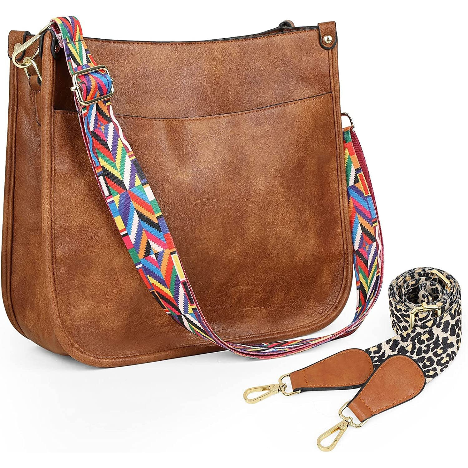 Inovera (Label) Faux Leather Women's Hobo Handbag Ladies Crossbody Shoulder Bags Purse (Brown)