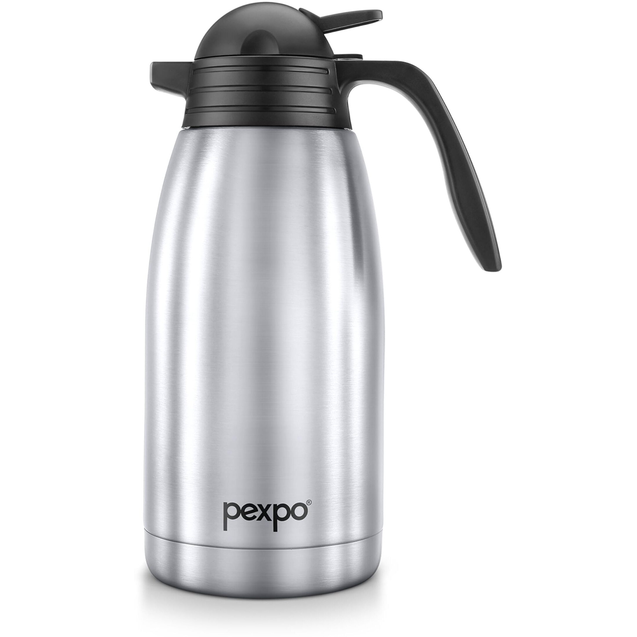 Pexpo Cosmo Pro Stainless Steel Thermal Carafe |2000Ml,Silver | Double Walled Vacuum Insualted With Lid - Coffee/Tea Carafe Heat & Cold Retention| Rcb Edition