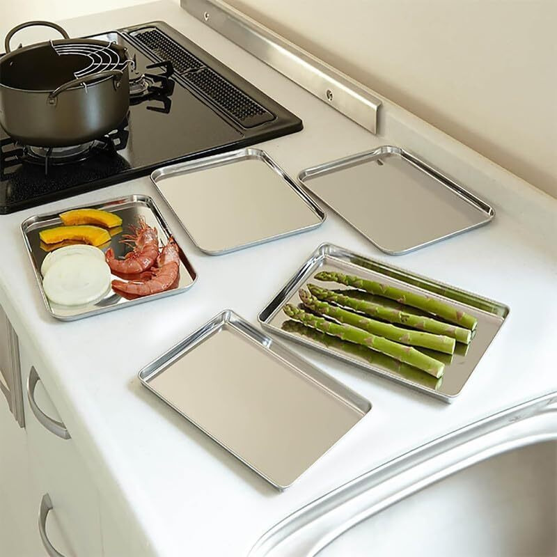 Bmado Homefull Versatile Baking Tray Set Of 2  Stainless Steel Trays For Baking, Cakes, Pastries, Muffins, Tea, Snacks & Serving  29.5 X 22.5 X 2.5 Cm  Includes Cookie Sheets For Moderate Baking