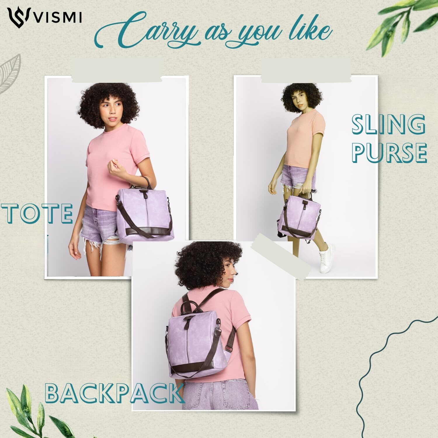Vismiintrend Stylish Leather Backpacks Bags For Women & Youth Girls, 13" Laptop Bag,Anti Theft, Ladies Purse Handbag, Office/Travel/College/Work/Daily Use, Birthday Gift For Wife/Sister, Rakhi Gifts