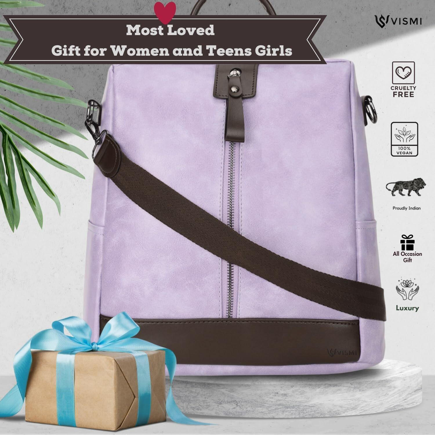 Vismiintrend Stylish Leather Backpacks Bags For Women & Youth Girls, 13" Laptop Bag,Anti Theft, Ladies Purse Handbag, Office/Travel/College/Work/Daily Use, Birthday Gift For Wife/Sister, Rakhi Gifts