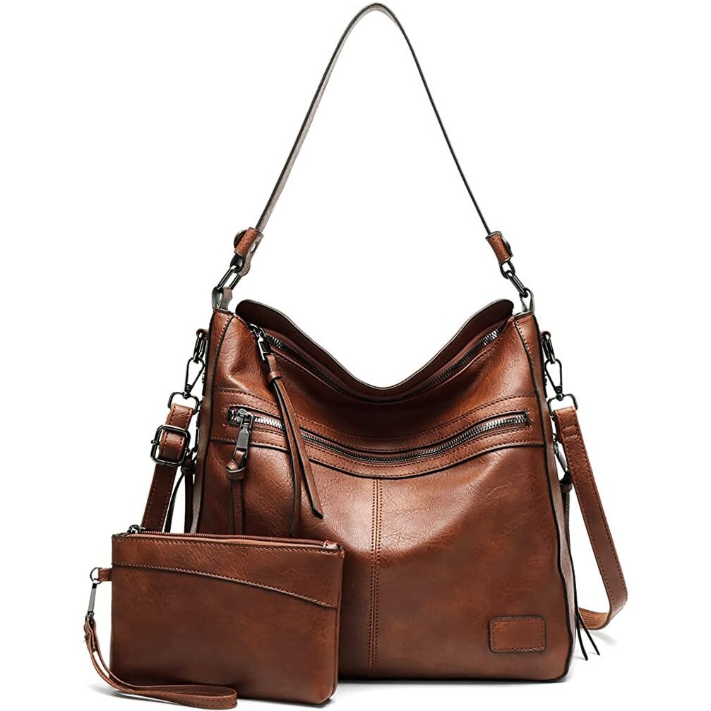 Palay Hobo Bags For Women Soft Vegan Leather Tote Bags For Travel Large Capacity Bags For Women Handbags, Shoulder Bag With Purse Gift, Brown