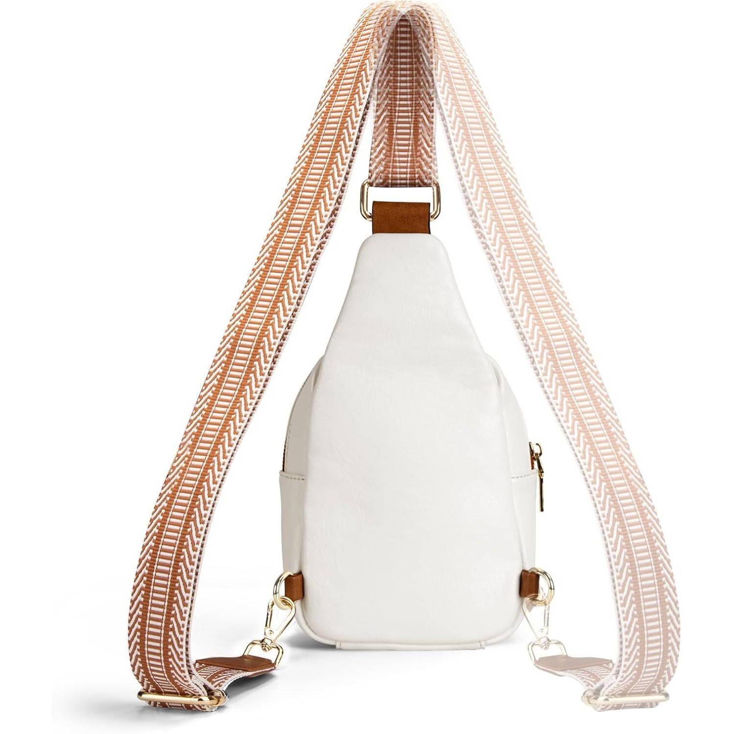 Inovera (Label) Sling Bag For Women Stylish - Faux Leather Travel Crossbody Chest Bags - Shoulder Purse With Adjustable Strap For Girls, Ladies (White)