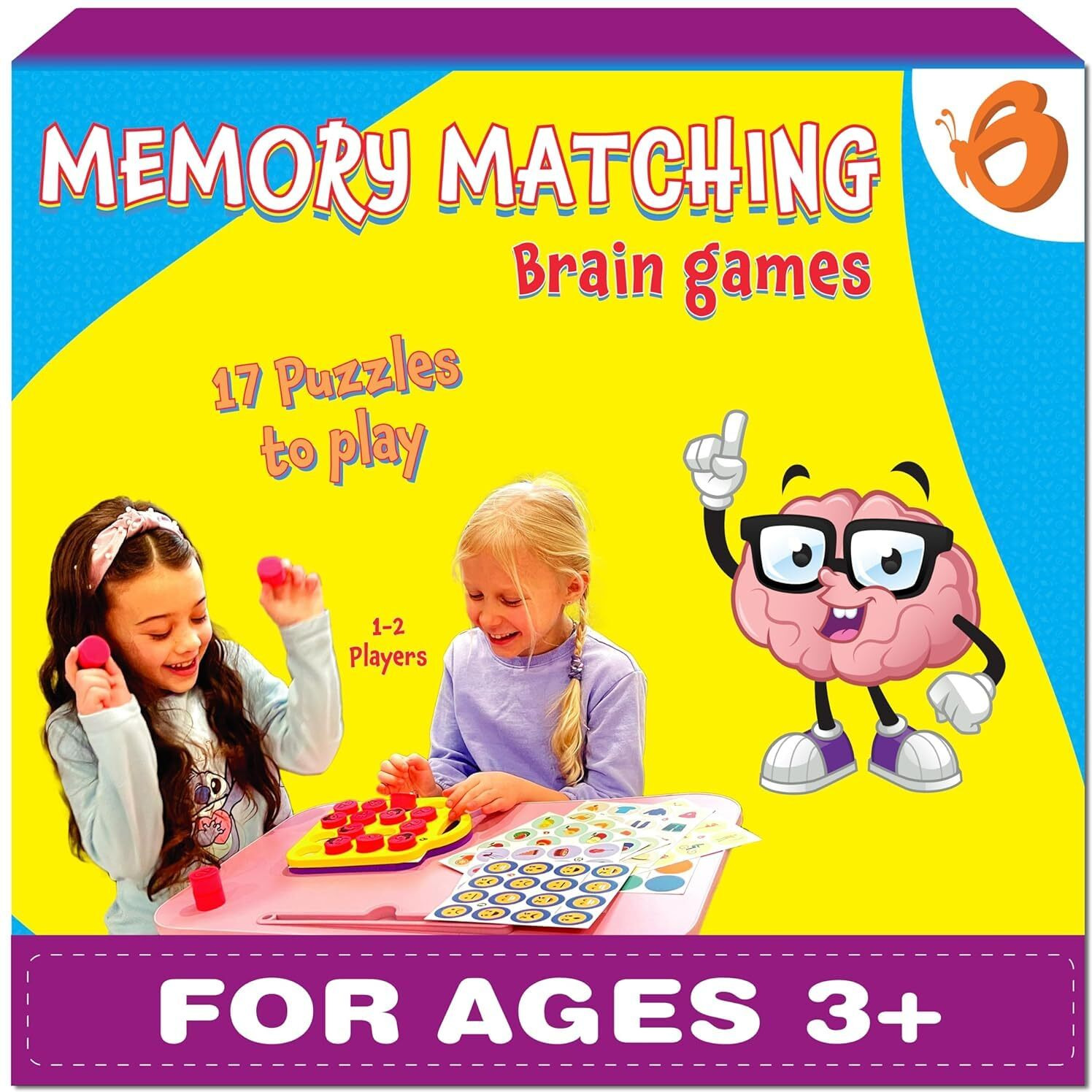 Butterflyedufields Brain Games For Kids 3-5 Years | Memory Matching Puzzle For Kids | Toys For 3 4 5 6 Year Old Boy Girl | 16 Cards Puzzle For Kids | Pre School Learning & Educational Indoor Games