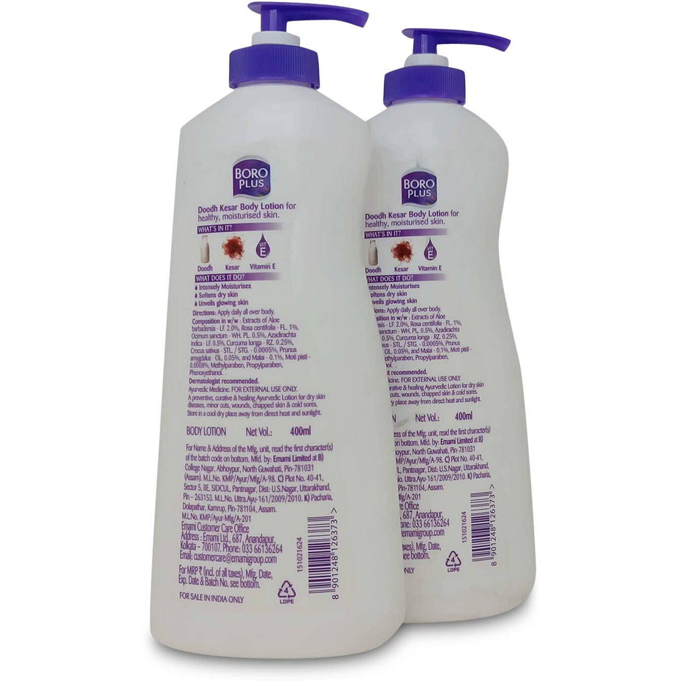 Boroplus Ayurvedic Doodh Kesar Nourishing Body Lotion, 400Ml (Buy 1 Get 1)