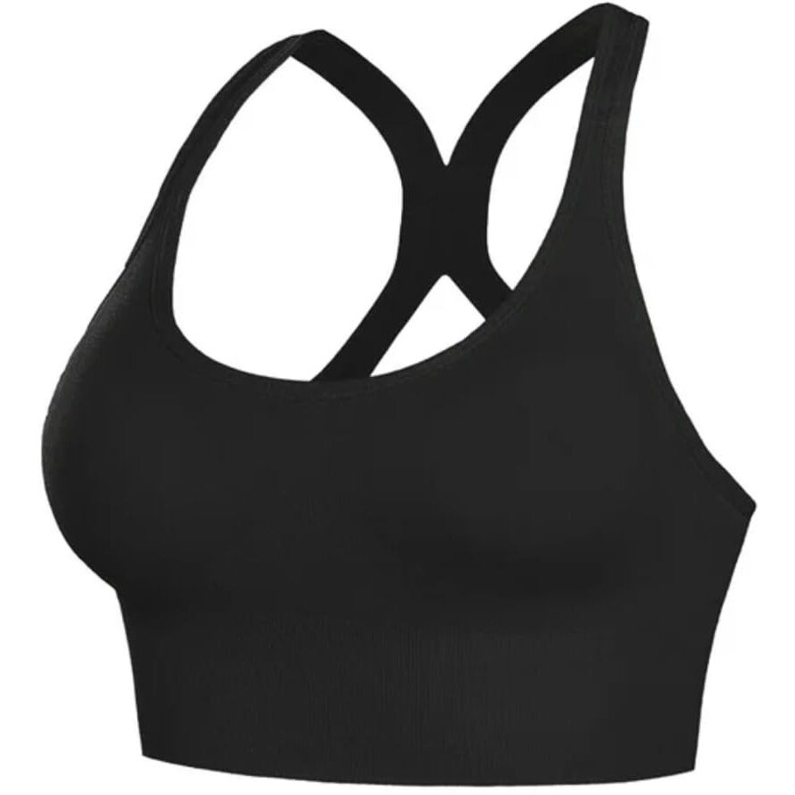 Glamoras Women's Nylon Spandex Padded Non Wired Racer Back Sports Bra For Gym, Cardio, Zumba And Yoga | Everyday Active Wear For Girls | Size M To 2Xl Black