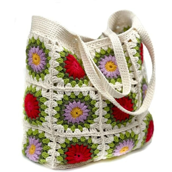 Zzara Decoration Handmade Crochet Handbag For Women And Girls | Handcrafted Handbags For Daily, Relaxed Fit Bag Office And Causal Use,Multi