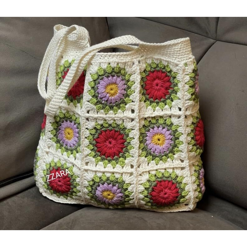 Zzara Decoration Handmade Crochet Handbag For Women And Girls | Handcrafted Handbags For Daily, Relaxed Fit Bag Office And Causal Use,Multi