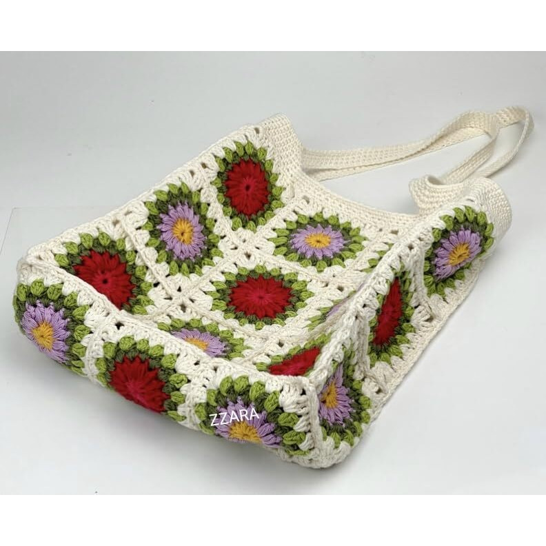 Zzara Decoration Handmade Crochet Handbag For Women And Girls | Handcrafted Handbags For Daily, Relaxed Fit Bag Office And Causal Use,Multi