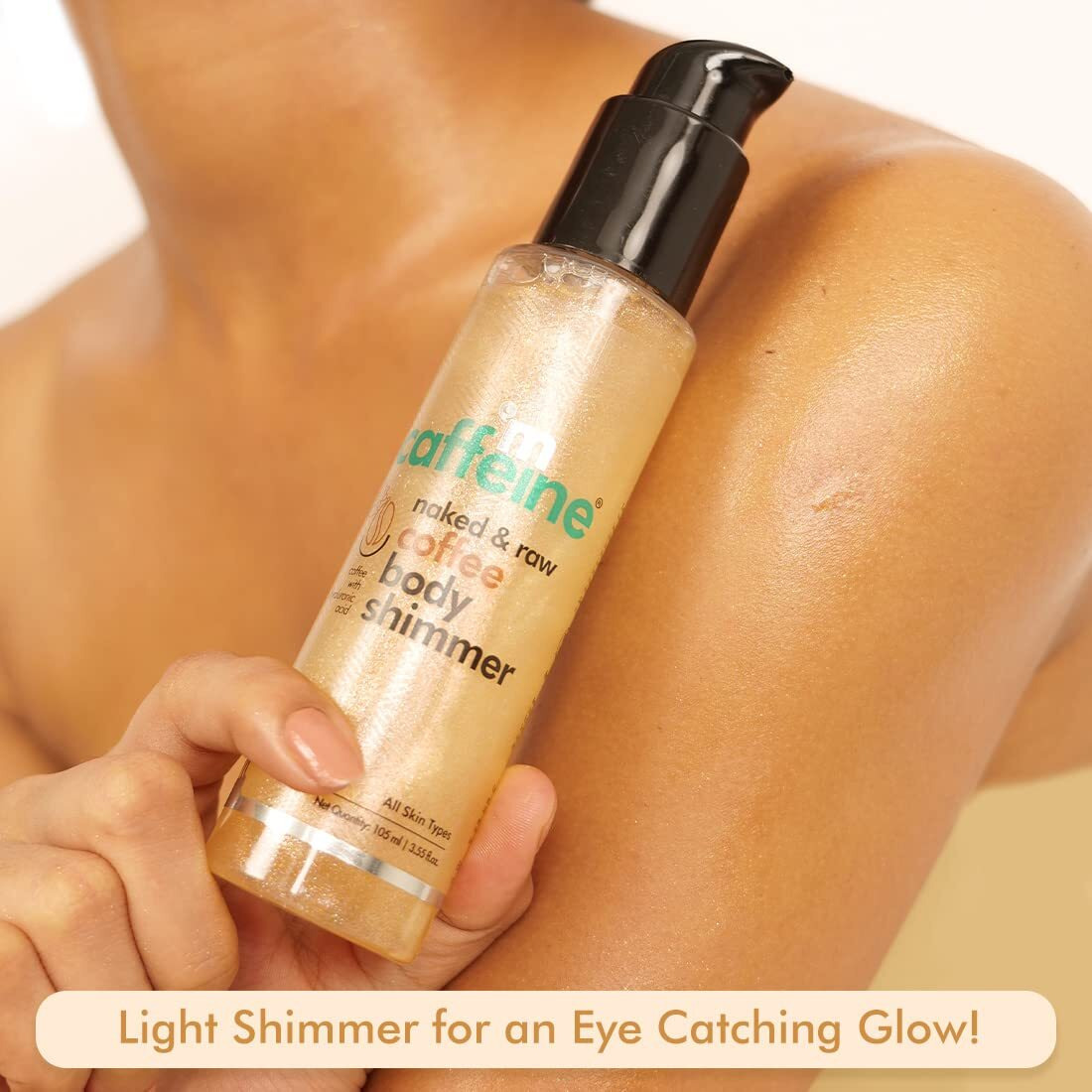 Mcaffeine Coffee Body Shimmer For A Glam Ready Skin With Hyaluronic Acid | Soft Glitter & Oil-Free Hydration | Lightweight & Non-Greasy Body Shimmer For Long-Lasting Shiny & Matt Finished Look