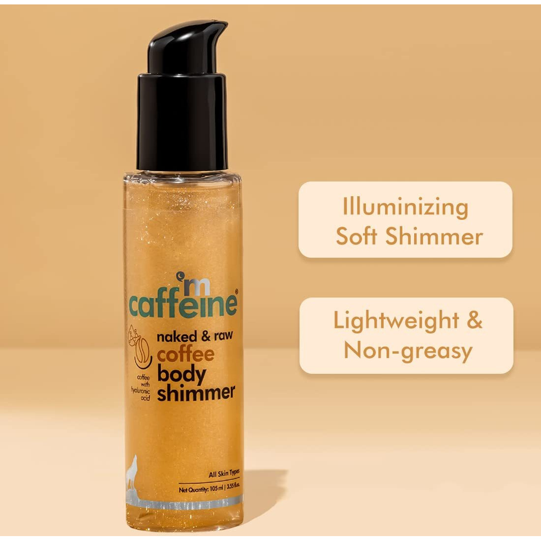 Mcaffeine Coffee Body Shimmer For A Glam Ready Skin With Hyaluronic Acid | Soft Glitter & Oil-Free Hydration | Lightweight & Non-Greasy Body Shimmer For Long-Lasting Shiny & Matt Finished Look
