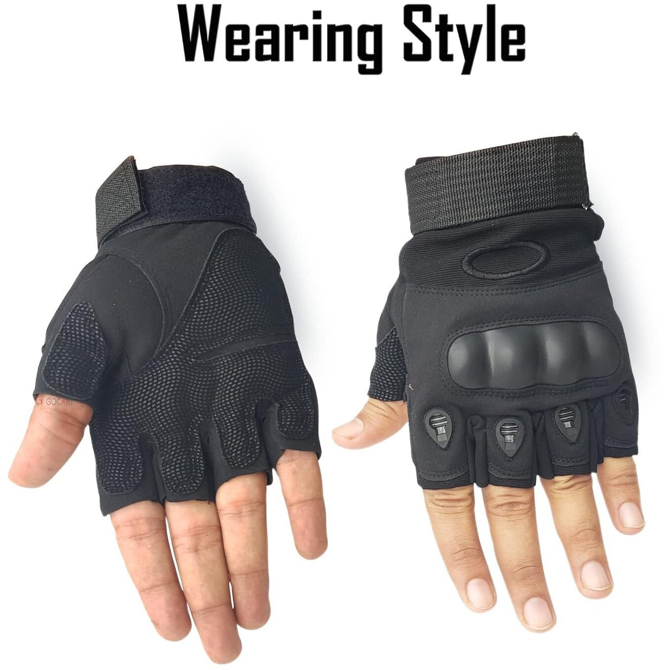 Ketmart Nylon Tactical Half Finger Gloves For Sports, Hard Knuckle,Hiking,Cyclling,Travelling,Camping,Outdoor,Boxing, Motorcycle Riding, Arm Shooting Gym Gloves-Black