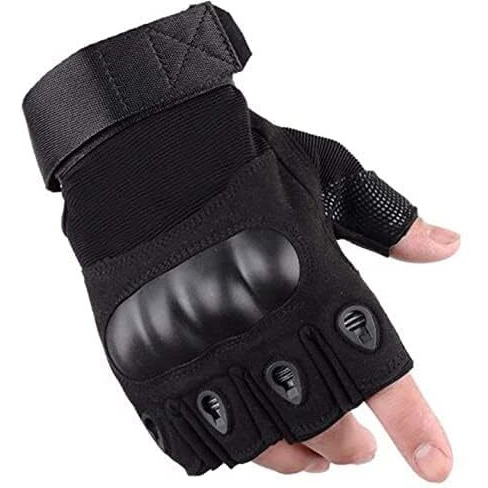 Ketmart Nylon Tactical Half Finger Gloves For Sports, Hard Knuckle,Hiking,Cyclling,Travelling,Camping,Outdoor,Boxing, Motorcycle Riding, Arm Shooting Gym Gloves-Black