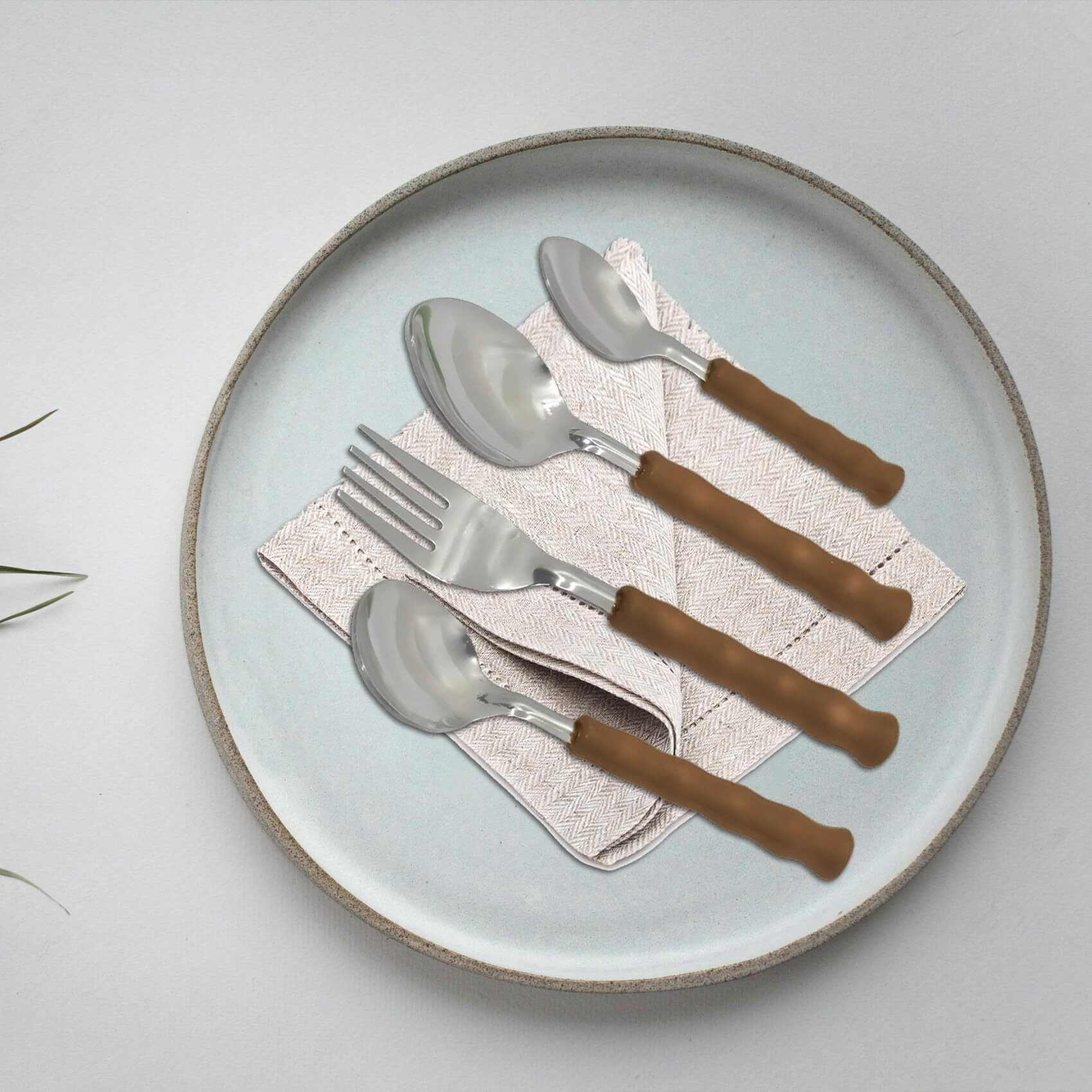 Parage 25 Pieces Stainless Steel Cutlery Set With Storage Box/Spoon Set/Spoon Stand For Kitchen And Dining Table (Contains 6 Table Spoons, 6 Forks, 6 Soup Spoons, 6 Tea Spoons, 1 Stand) (Brown)