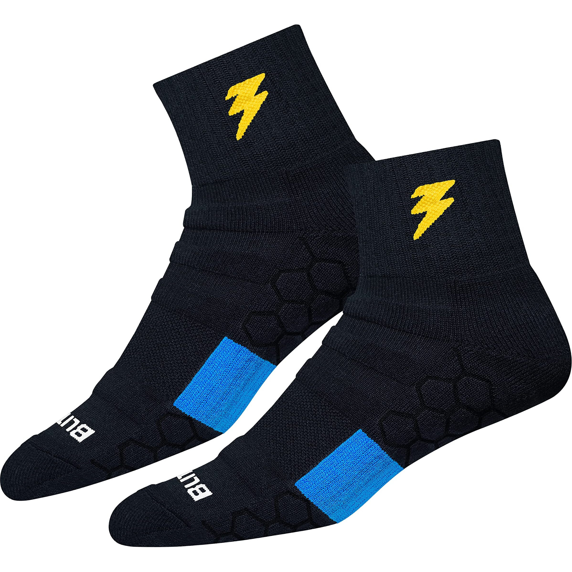 Blitzsox Hi-Tech Performance Sports Socks For Men (Badminton, Running, Gym & Indoor Training), Pack Of 3 (Size Uk 7-11, Black, Ankle Length, Cotton Blend)