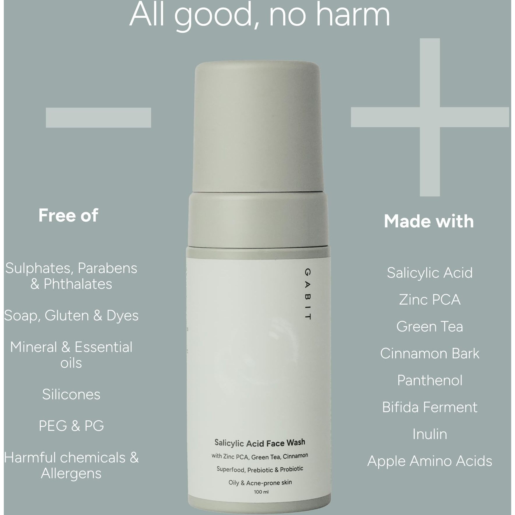 Gabit Oily Skin Essentials Kit For Oily & Acne Prone Skin | Salicylic Acid Face Wash, Salicylic & Green Tea Face Moisturizer | Reduces Breakouts, Open Pores, Blackheads, Whiteheads| Women & Men, 150Ml