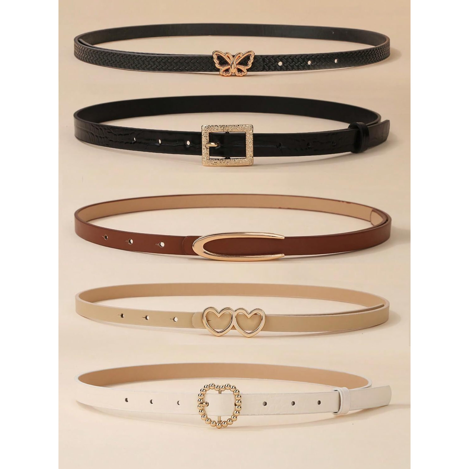 Shining Diva Fashion Leather Belts For Women And Girls 5 Pcs Combo Stylish Waist Belt For Dresses Jeans (16070Lb), Multicolour