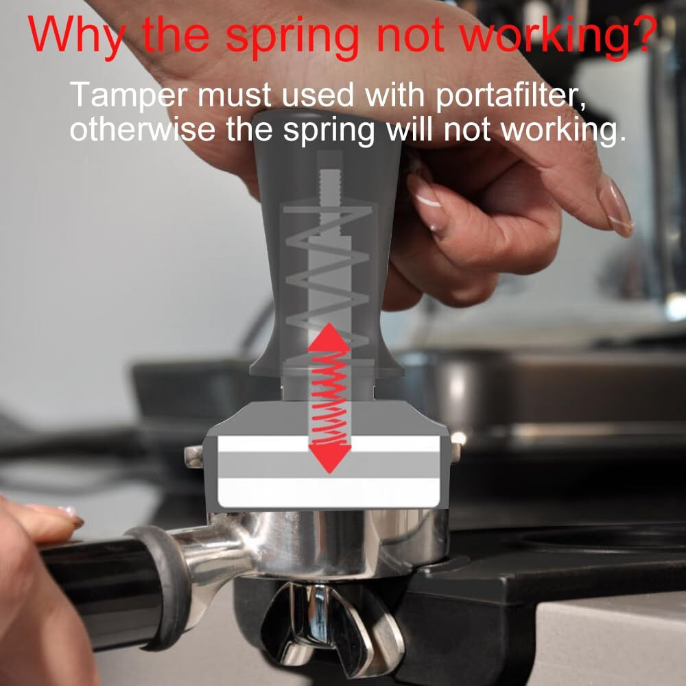Supvox 51Mm Coffee Tamper Premium Coffee Accessories With Calibrated Spring Loaded, Flat Stainless Steel Base Tamper For Espresso Machine(Black)