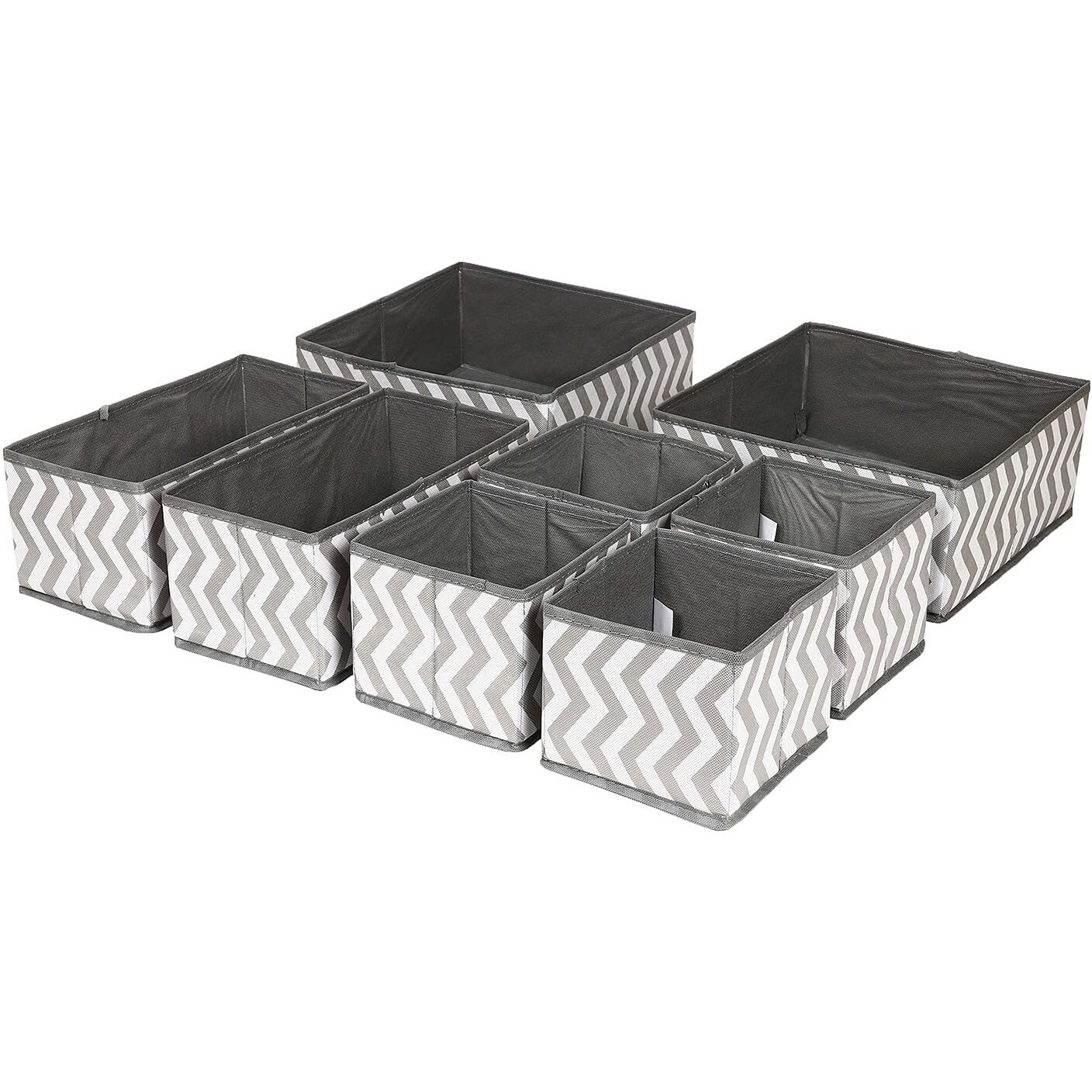 House Of Quirk Foldable Clothing Storage Box Closet Dresser Drawer Organizer Cube Basket Bins Containers Divider With Drawers For Underwear,Bras,Socks,Ties,Scarves,Set Of 8(Wave,Non-Woven),Multicolor