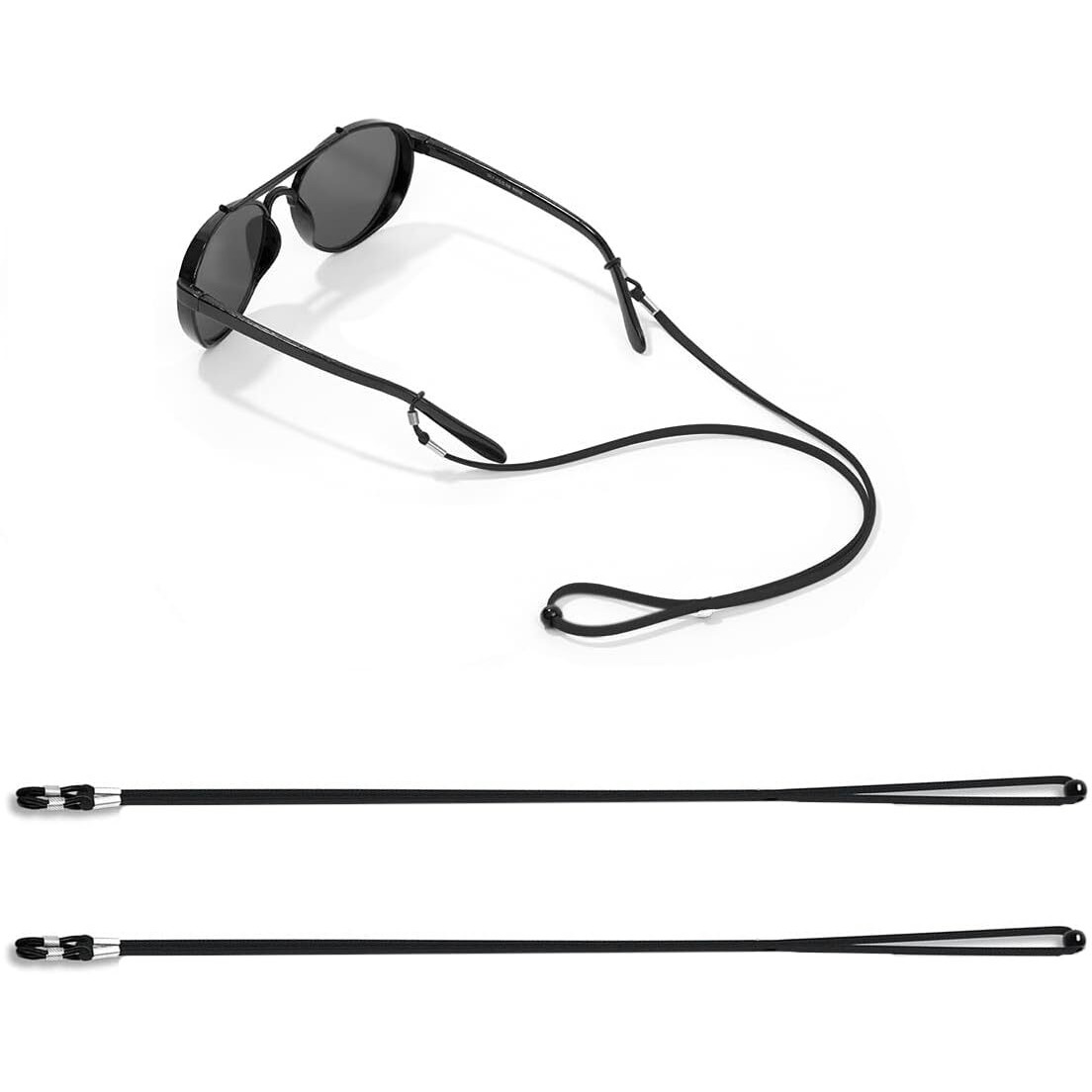 Eyeglasses Holder Straps Cord2Pcs Glasses Strap Sports Eyeglass Strap,Adjustable Sunglasses Lanyard Neck Holders Cord Retainer,Anti-Slip Eyeglass Lanyard,Sport Unisex Sunglasses Eyeglass Chains