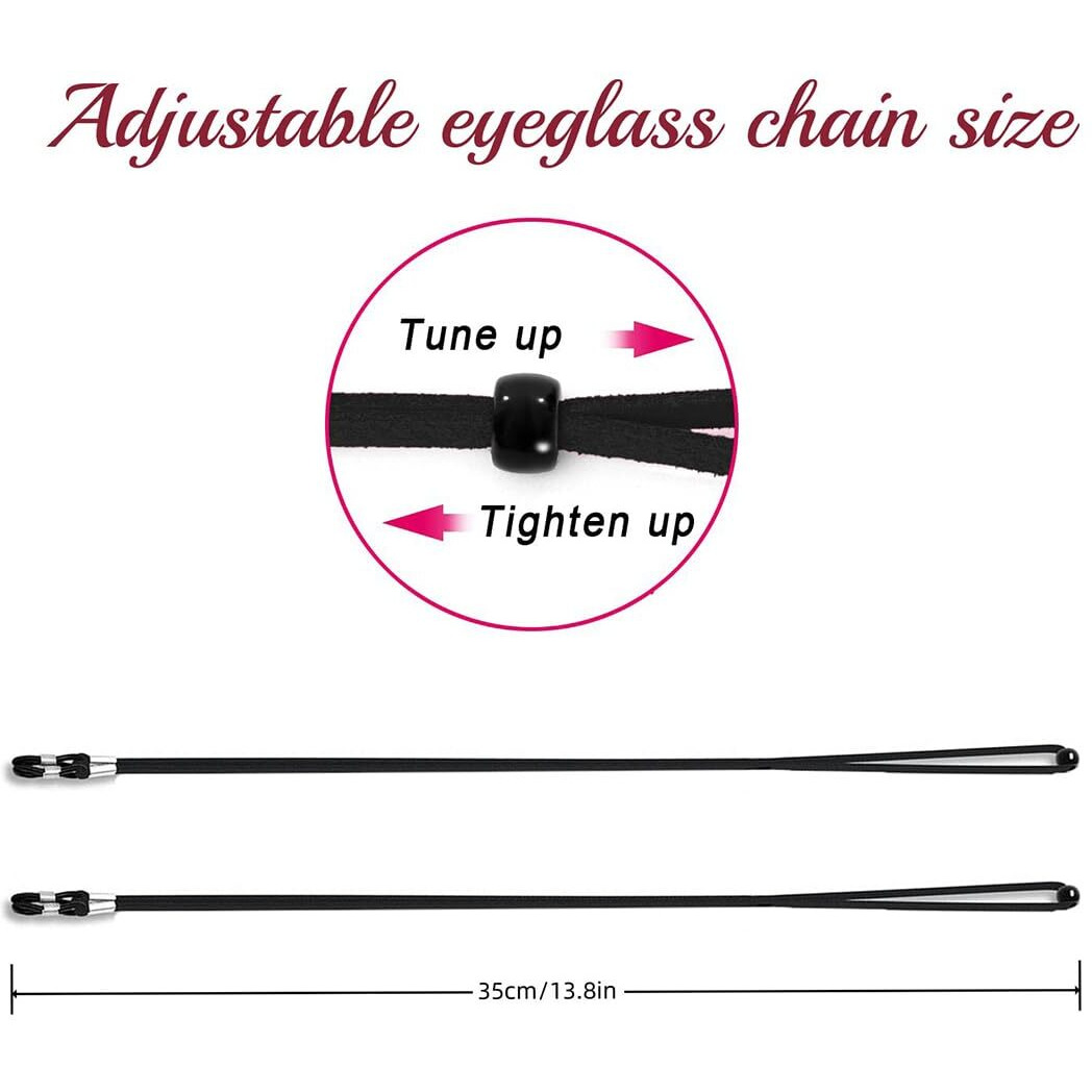 Eyeglasses Holder Straps Cord2Pcs Glasses Strap Sports Eyeglass Strap,Adjustable Sunglasses Lanyard Neck Holders Cord Retainer,Anti-Slip Eyeglass Lanyard,Sport Unisex Sunglasses Eyeglass Chains