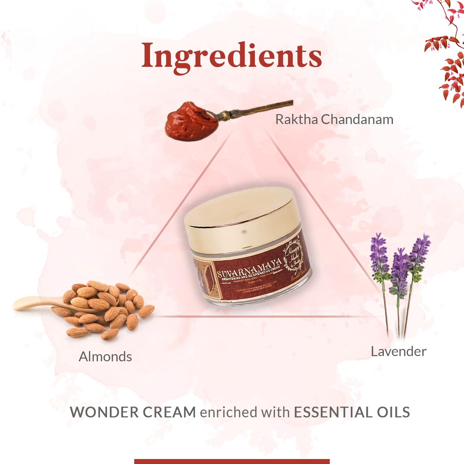 Haappy Herbs Suvarnamaya Cream - 50G | Ayurvedic Night Cream | Enriched With Red Sandalwood For Dark Spots, Hyperpigmentation And Even Tone