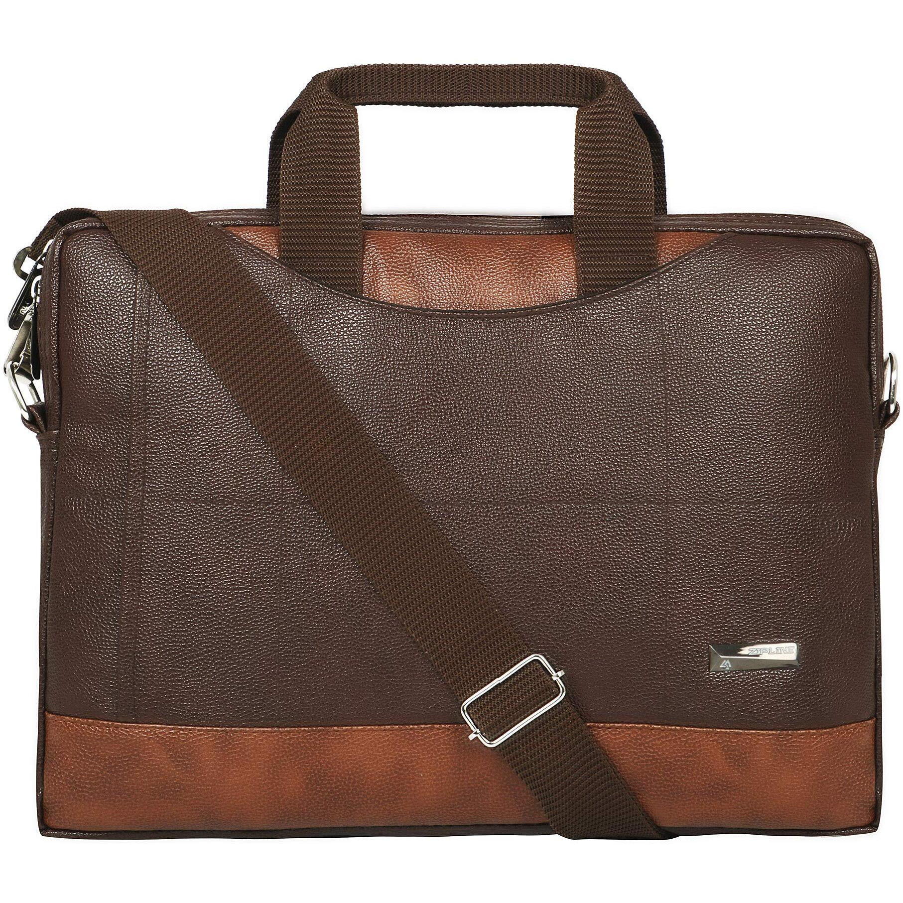 Zipline Office Synthetic Leather Laptop Bag For Men Women, 15.6" Compatible Laptop Messenger Bags For Men & Women (1-Brown Bag)