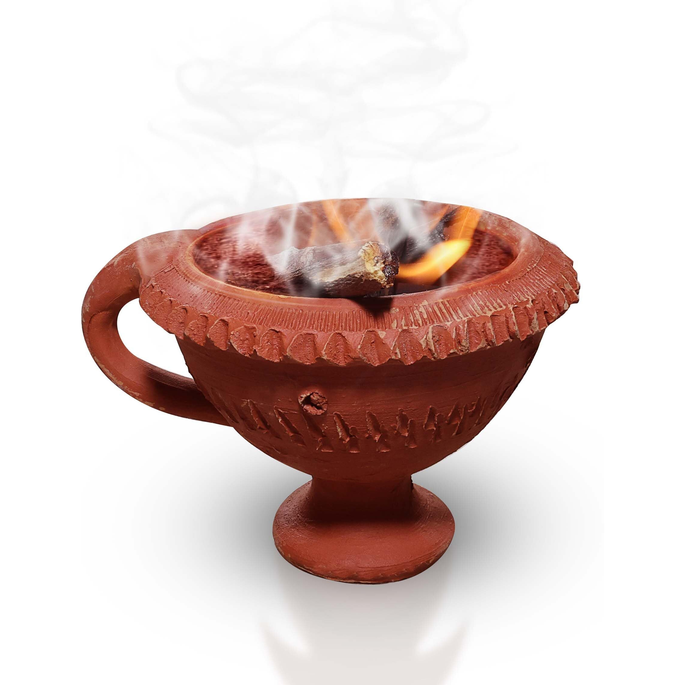 Pure Source India Natural Clay Desi Handmade Dhoop Loban Dani/Dhuni Burner Holder/Pot Stand For Puja/Hawan/Dhuni (Shop/Office/Room/Gardan Etc.) (4 Inch Size 100% Pure Mitti)