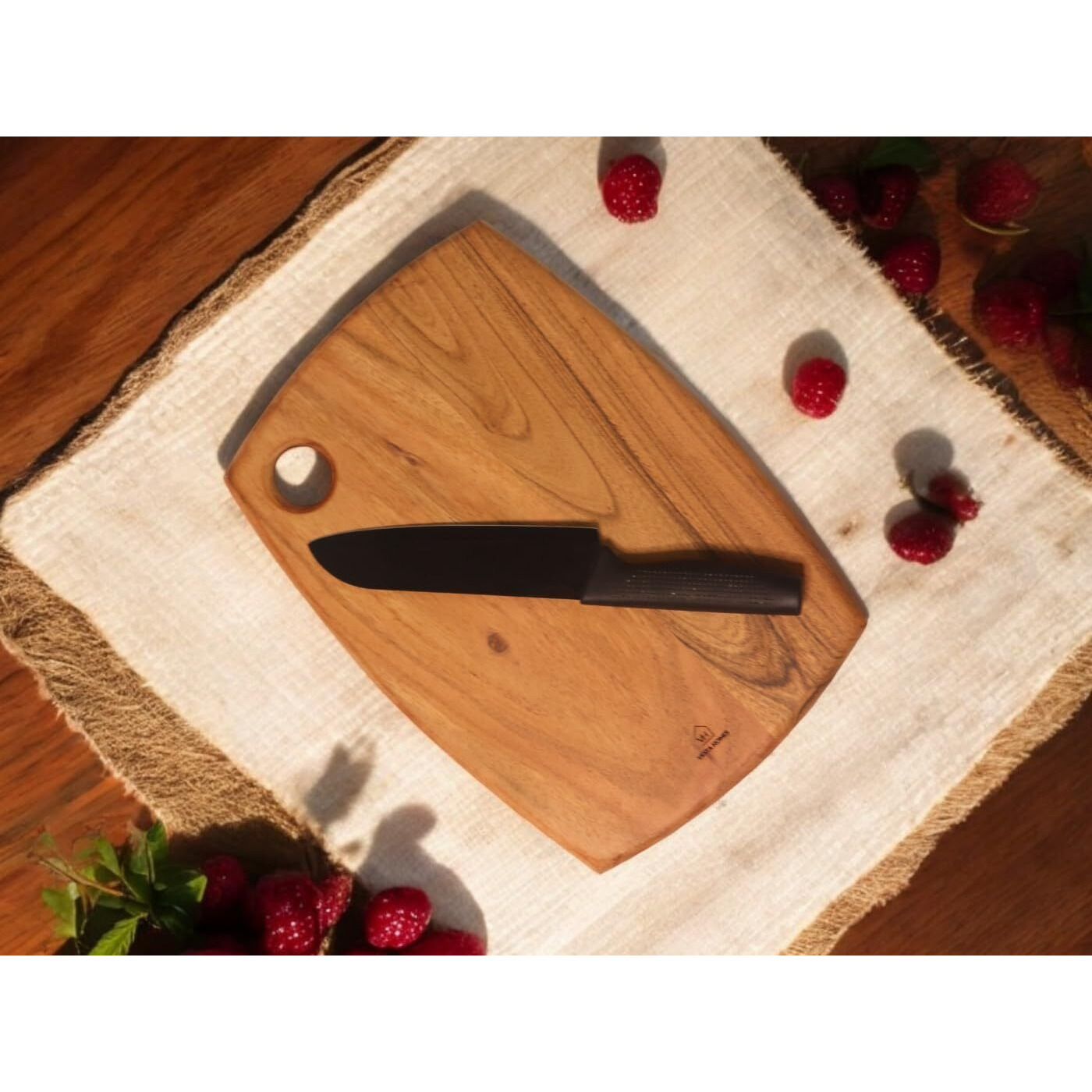 Vesta Homes Wooden Chopping Board/Cutting Board/Serving Board, Platter/Plate For Vegetables | Natural Acacia Wood | 36 * 25 * 1.5 Cms | Handmade In India