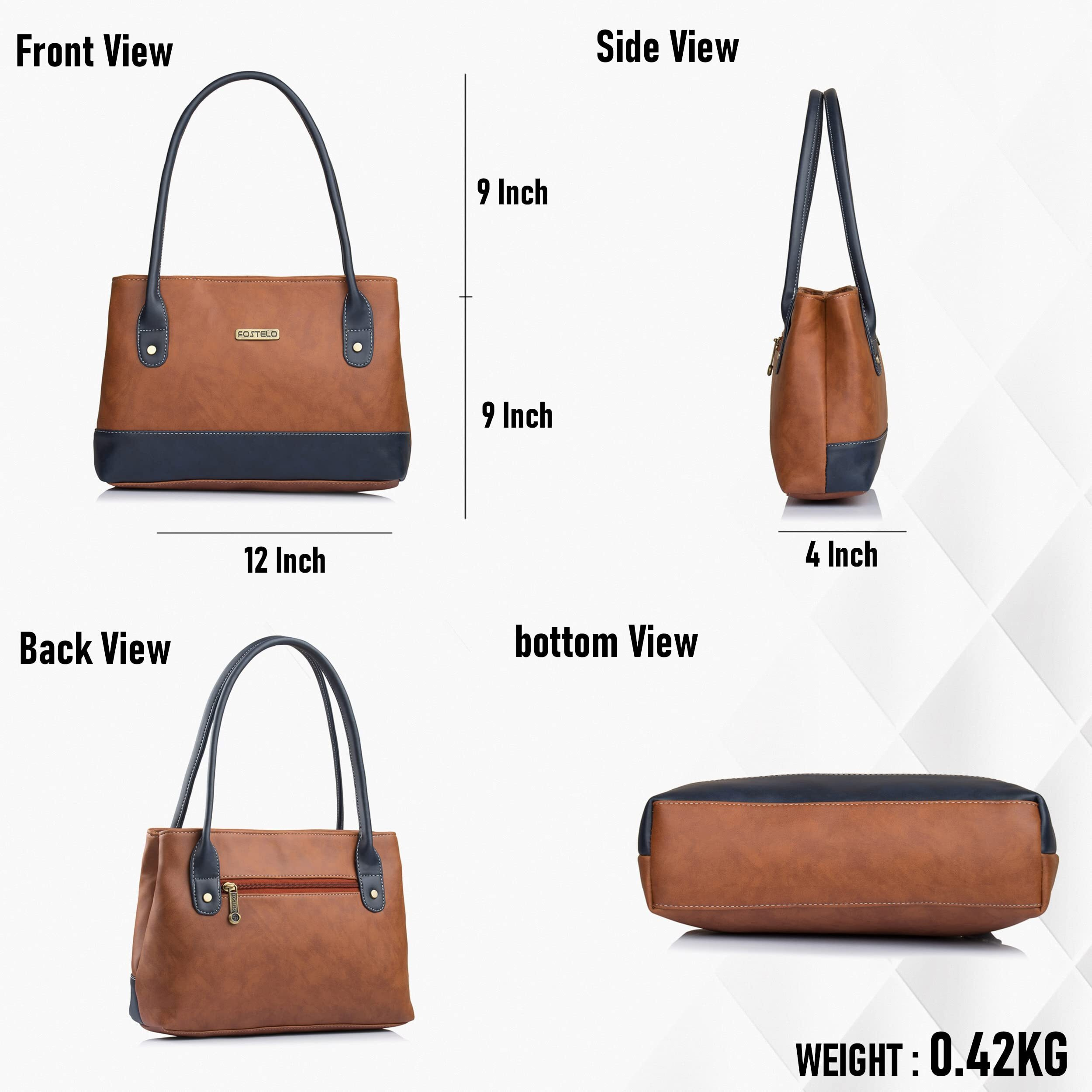 Fostelo Women's Vegan Leather Zara Handbag Shoulder Hobo Bag Ladies Purse (Tan) (Medium)