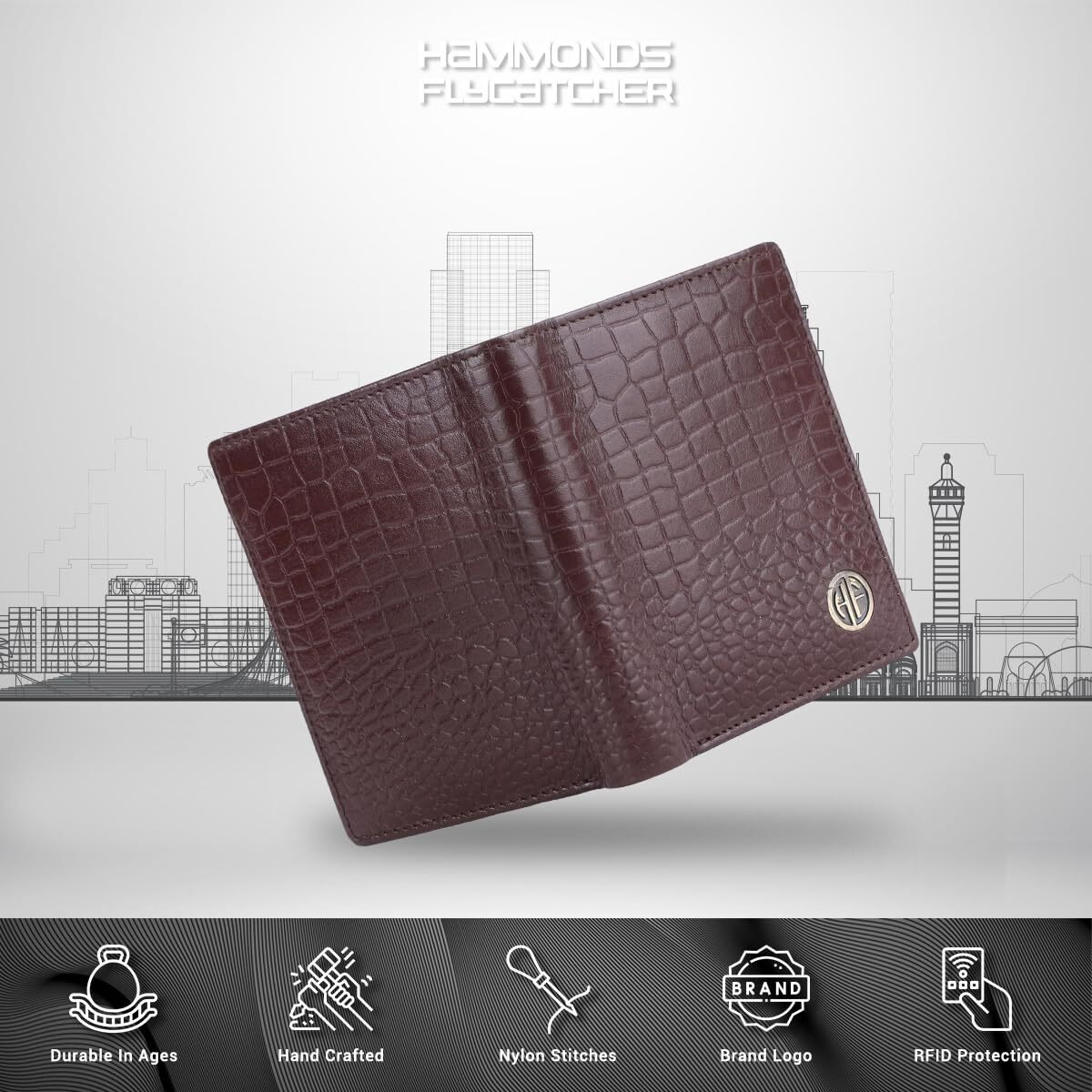 Hammonds Flycatcher Wallet For Men Leather Original, Men Wallet, Leather Wallet For Men Stylish, Mens Wallet Leather, Wallets For Man, 3 Card Slots, Purse For Men Branded, Gift For Men - Croc Brown