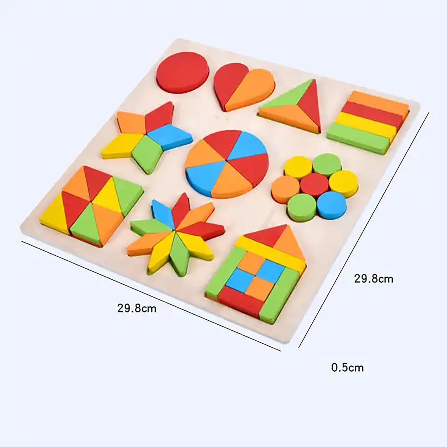 Wishkey Wooden Shapes Puzzle Learning Toy, Montessori Game Educational Toys For Kids, Intelligence Brain Teaser Puzzle Board With 10 Designer Shapes, Multicolour, 3+ Years (Pack Of 1)
