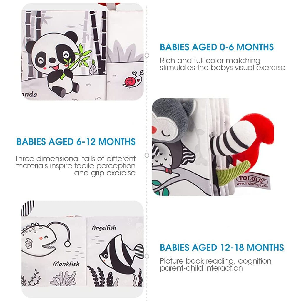 Snowie Soft Forest Baby Books 0-12 Months Baby Toys, 3D Touch Feel High Contrast Dimensional Cartoon Babies Book, Early Educational Activity Babies Sensory Toy, Waterproof Soft Books For Toddler