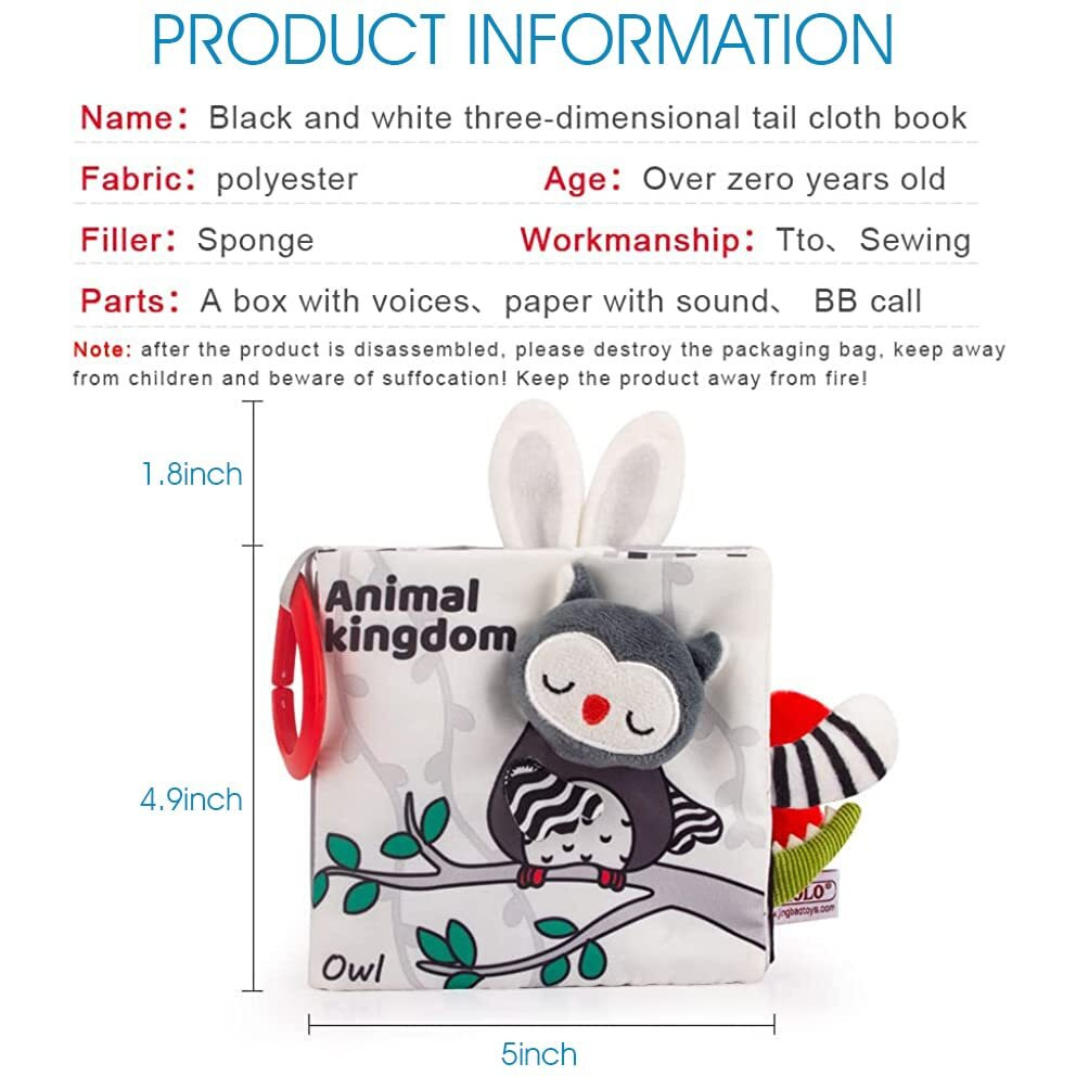 Snowie Soft Forest Baby Books 0-12 Months Baby Toys, 3D Touch Feel High Contrast Dimensional Cartoon Babies Book, Early Educational Activity Babies Sensory Toy, Waterproof Soft Books For Toddler