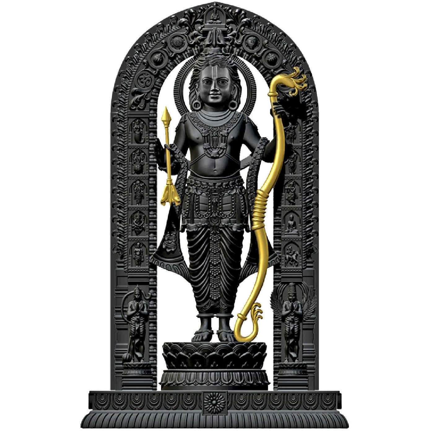 Jd Fresh 8 Inch Shree Ram Lalla Murti/God Idols/Ayodha's Shree Ram Statue/Home Decor/Decorative Items For Living Room/Office/Show Piece(Black&Gold), Resin, Religious