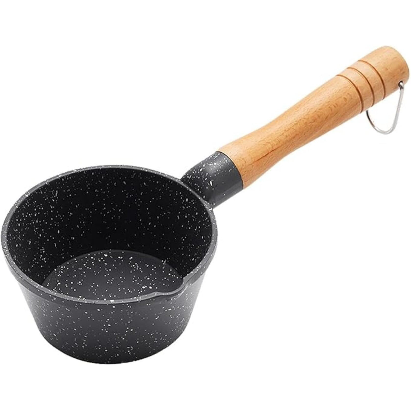 Homeessentials Deep Frying Tadka Pan With Wooden Handle - Non-Stick Maifan Material For Vaghar, Chounk, Baghar - Frying Dal/Spices | Flame And Gas Stove Safe