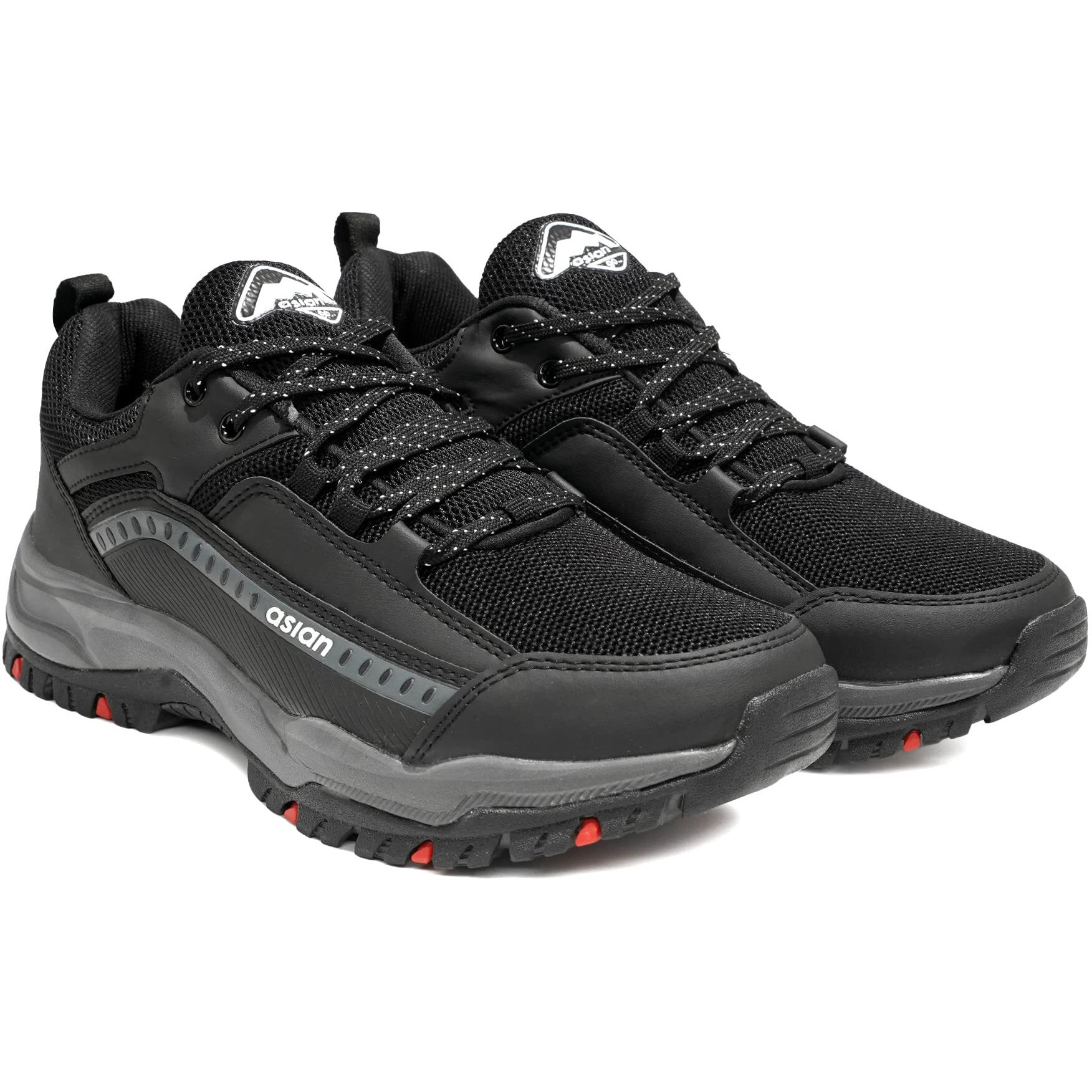 Asian Everest-01 Sports Trekking & Hiking,Walking Shoes With Rubber Outsole & Memory Foam Insole Lace-Up Shoes For Men & Boy's Black