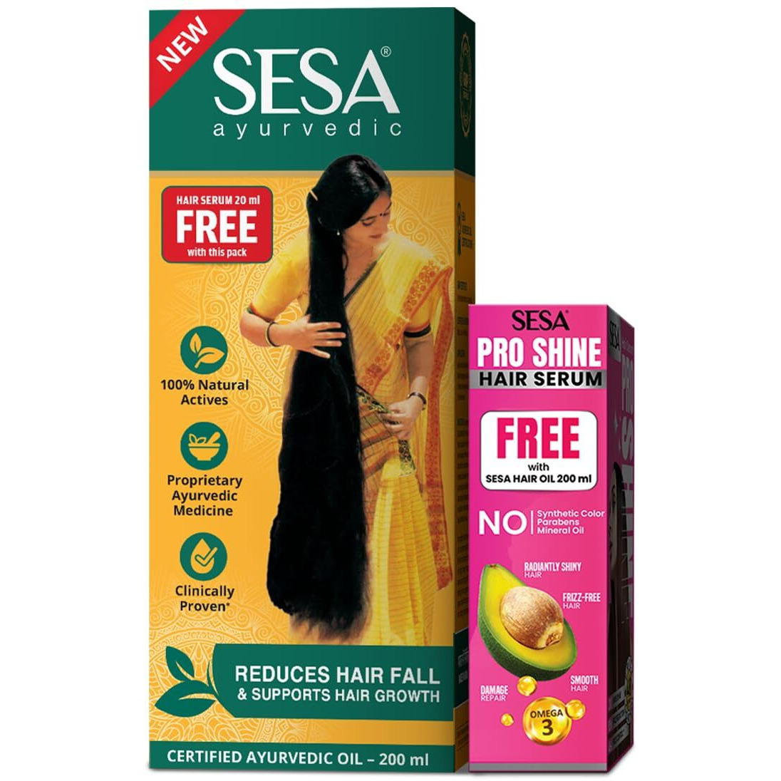 Sesa Ayurvedic Hair Oil 200 Ml With Free Hair Serum 20 Ml With Bhringraj & 17 Rare Herbs With Coconut Oil And 4 Nourishing Oil For Hair Growth Help Control Hair Fall With Easy Oil Applicator For Women And Men