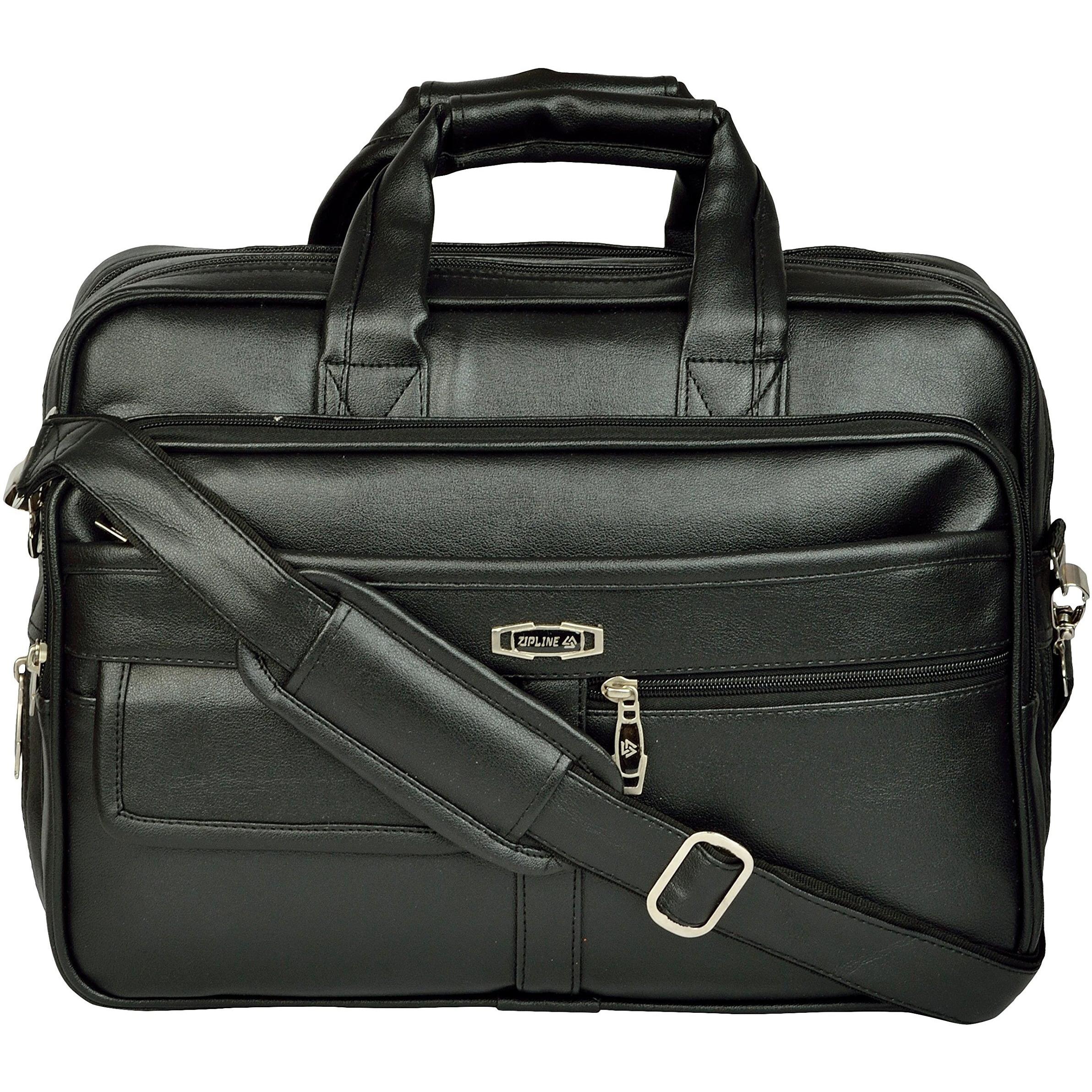 Zipline Office Synthetic Leather Laptop Bag For Men Women, 15.6" Compatible Laptop Messenger Bags For Men & Women (1-Black Bag)