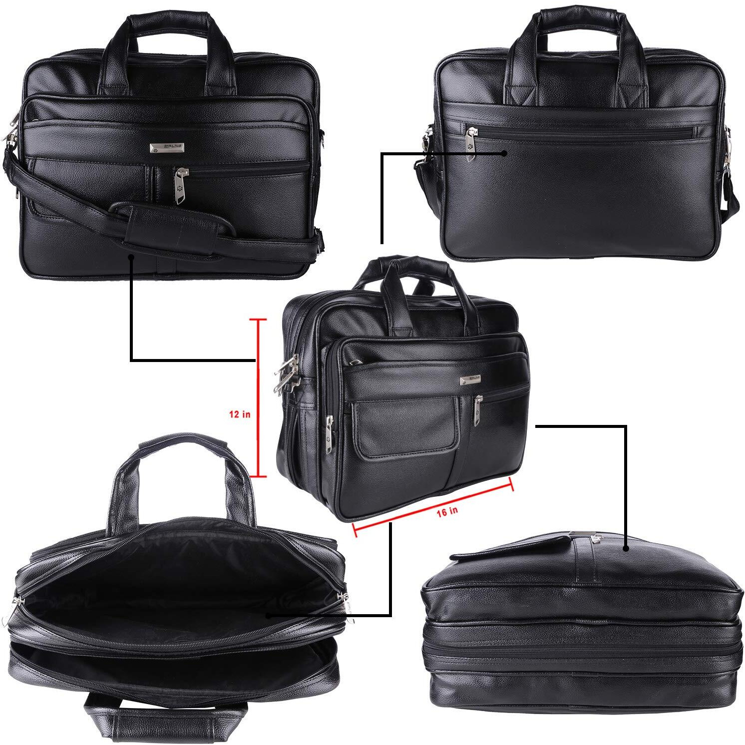 Zipline Office Synthetic Leather Laptop Bag For Men Women, 15.6" Compatible Laptop Messenger Bags For Men & Women (1-Black Bag)