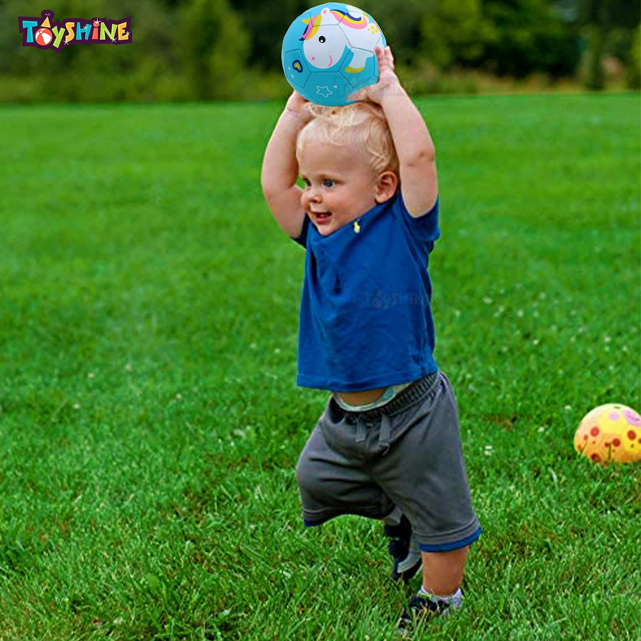 Toyshine Rubber Edu-Sports Kids Football Soccer Educational Toy Ball Size 3, 4-8 Year Kids Toy Gift Sports - Unicorn Blue