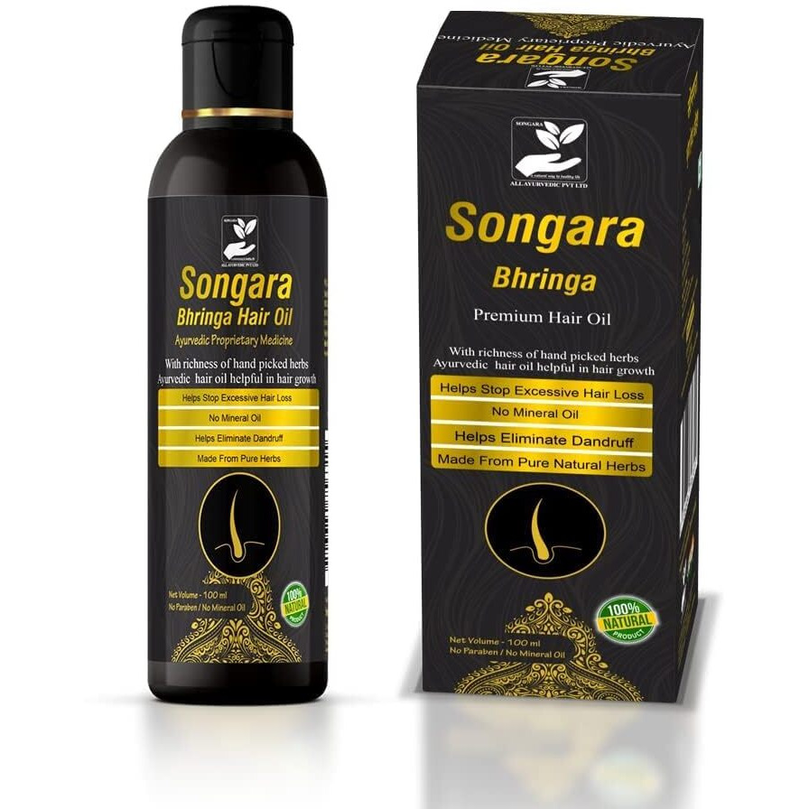 Songara Ayurvedic Bhringa Hair Oil Nourishes The Scalp, Promotes Growth & Helps Control Dandruff - Best For Hair Loss Treatment-100Ml (Pack Of 1)