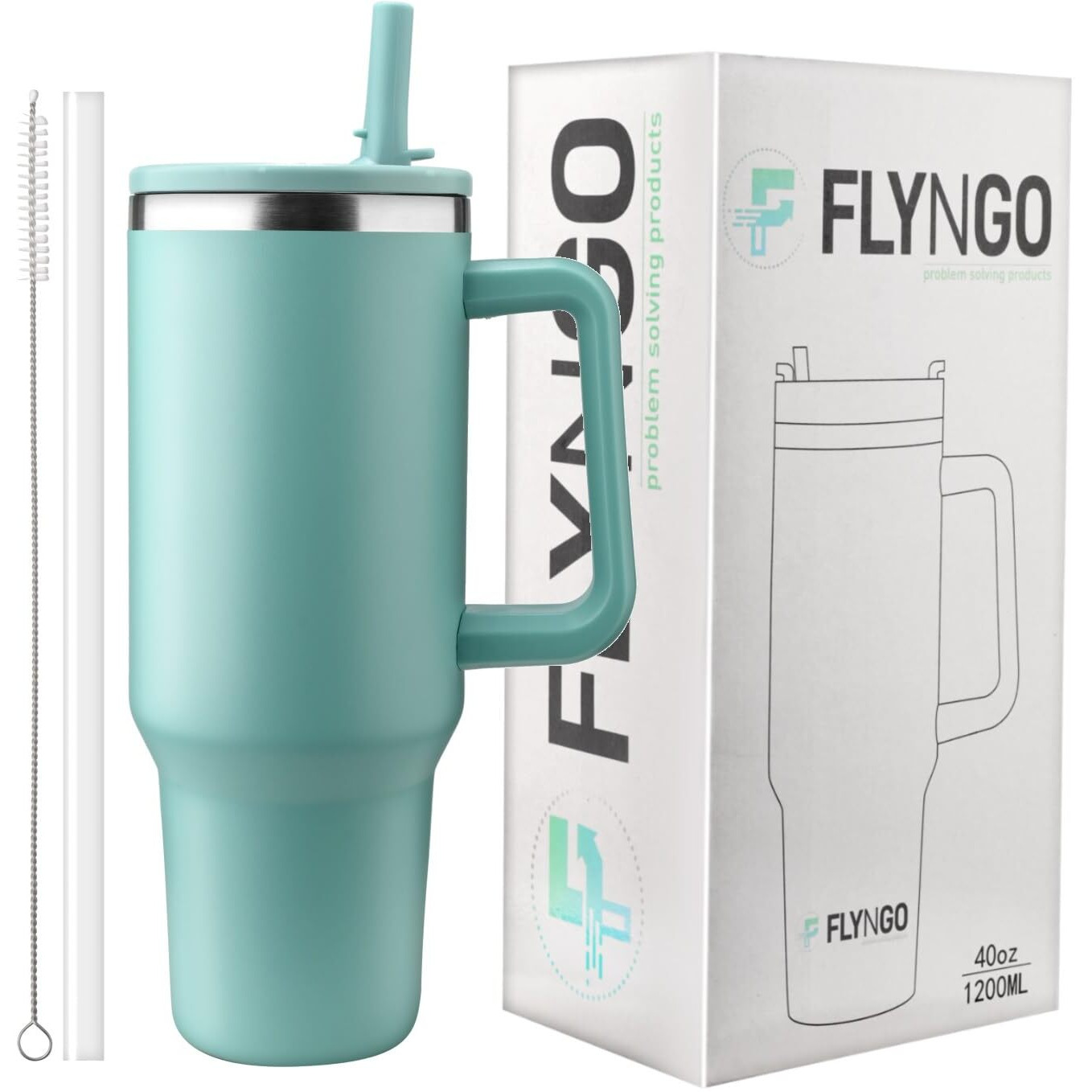 Flyngo 1200Ml Stainless Steel Tumbler With 100% Leak Proof Lid And Straw, Double Insulated Reusable Tumbler Sipper Bottle For Hot And Cold Drink, Coffee Mug For Car, Gym, And Travelling (Green)