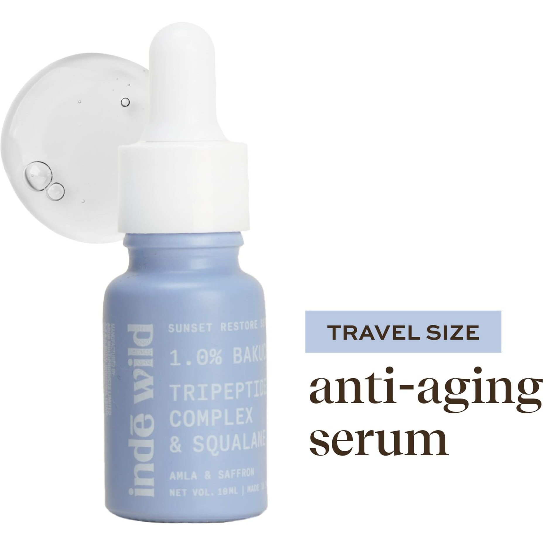 Ind Wild Pm Sunset Restore Serum With 1% Bakuchiol | 10Ml | Retinol Alternative | Pregnancy Safe | Infused With Squalane, Tripeptide Complex & Ayurvedic Extracts | Restores Skin Barrier & Glow