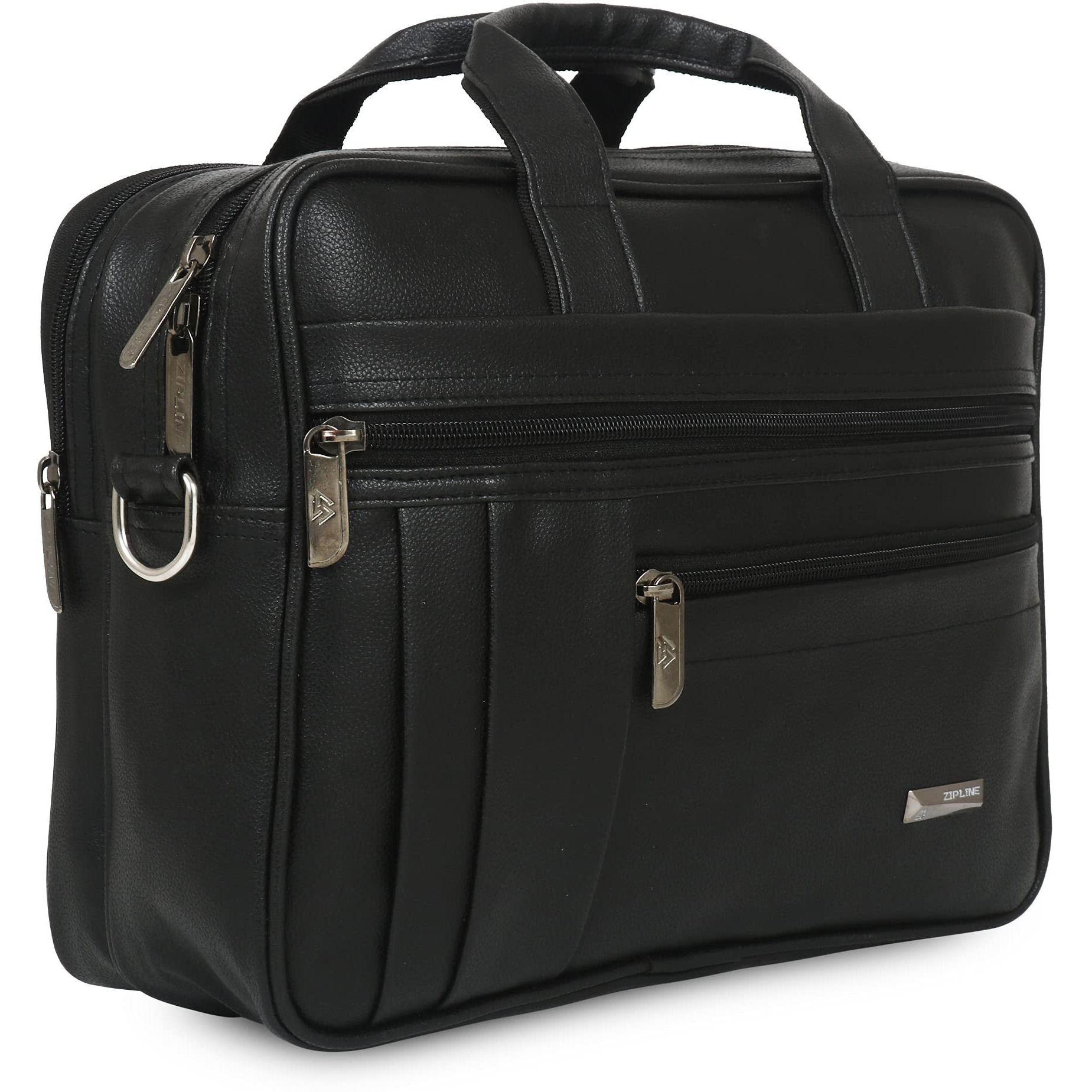 Zipline Office Faux Leather Small Laptop Bag For Men - Fits 13 Inch Laptop/Tablet Messenger Bags For Mens (1-Black Bag)