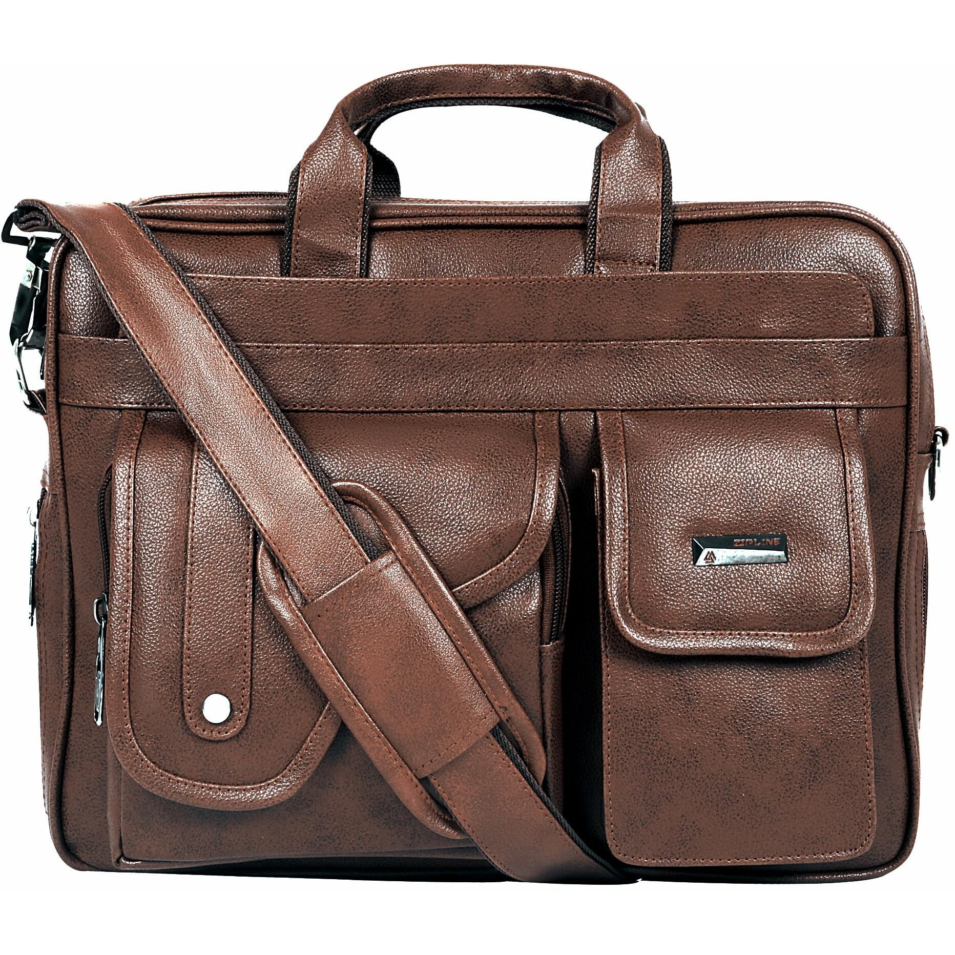 Zipline Office Synthetic Leather Laptop Bag For Men Women, 15.6" Compatible Laptop Messenger Bags For Men & Women (1-Brown Bag)