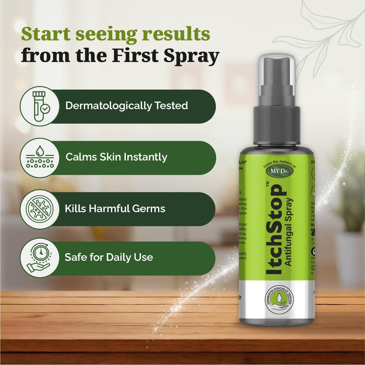 Itchstop Anti-Fungal Spray | Hands Free | Instant Relief From Itching, Ringworm, Eczema, Redness, Chafing, Jock Itch, Athlete's Foot | Ayurvedic, Safe For Men & Women, Daily Use, 35Ml - Pack Of 2