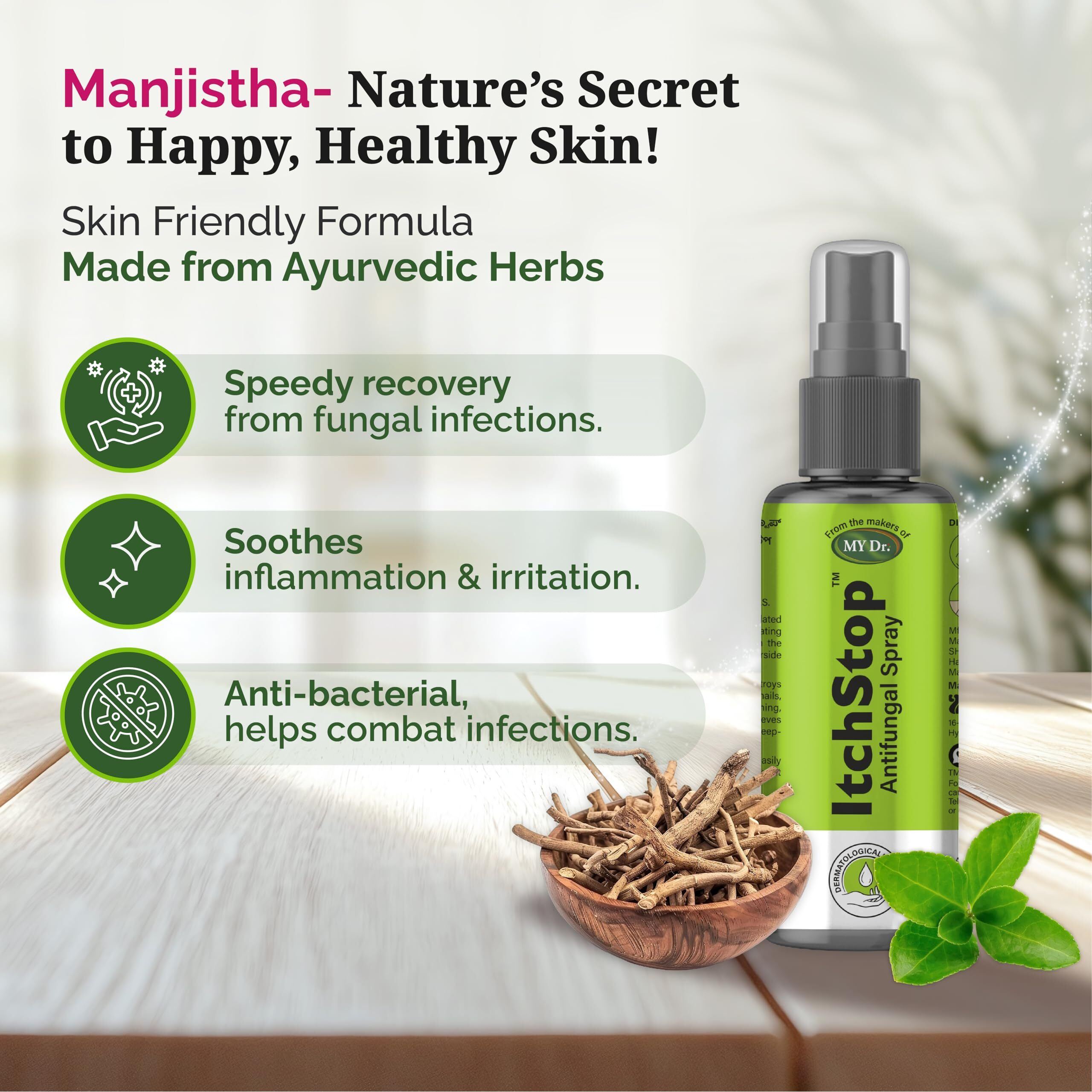Itchstop Anti-Fungal Spray | Hands Free | Instant Relief From Itching, Ringworm, Eczema, Redness, Chafing, Jock Itch, Athlete's Foot | Ayurvedic, Safe For Men & Women, Daily Use, 35Ml - Pack Of 2
