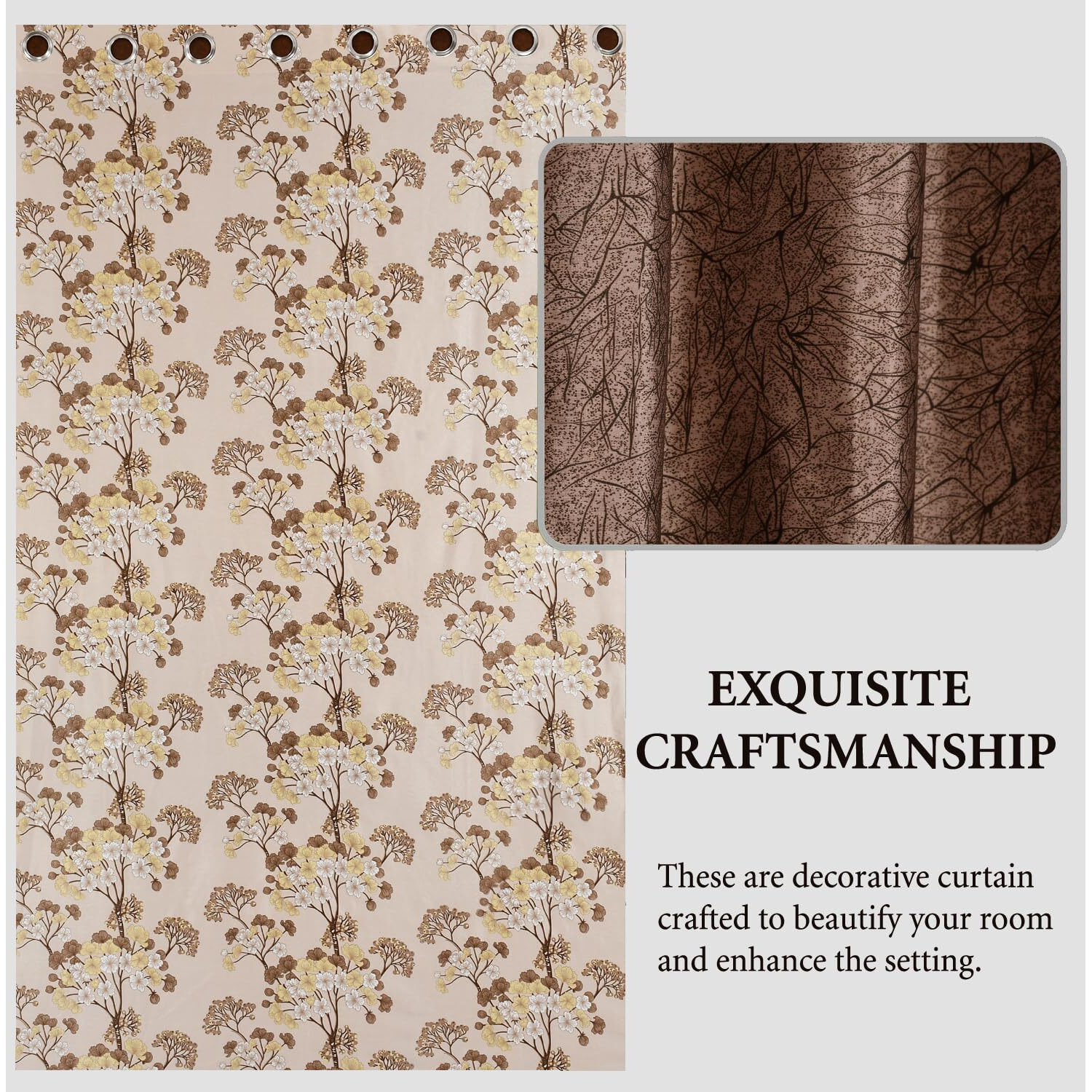 Fresh From Loom Opaque Curtains For Door 7 Feet Long|Door Window Curtain|Premium Polyester Parda|Latest Modern Parde For Living Room Bedroom|Home Office Screens|Eyelet Ring (Set Of 3 | Coffee)