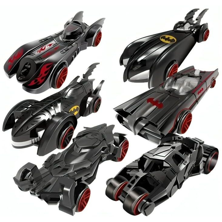 Umadiya Black Super Hero Mini Metal Die Cast Car Set Of 6, Free Wheel Push & Go Vehicles, Racing Cars Play Set For Cake Decorations Topper Adventures, Movie Vehicles Car For Kids (Bat 6Pc)